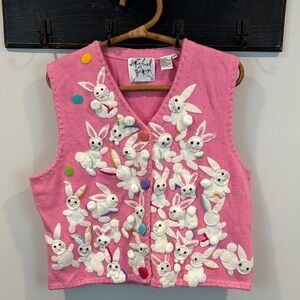 Vintage Michael Simon Easter Bunny Sweater Vest Size XL